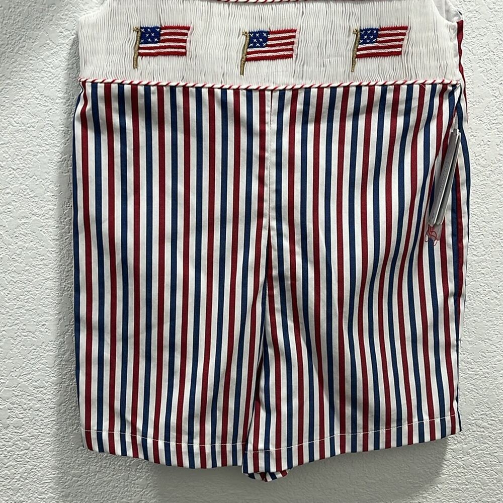 Edgehill Collection Round Neck Sleeveless Smocked American Flag Jon Jon 2T - Picture 4 of 6